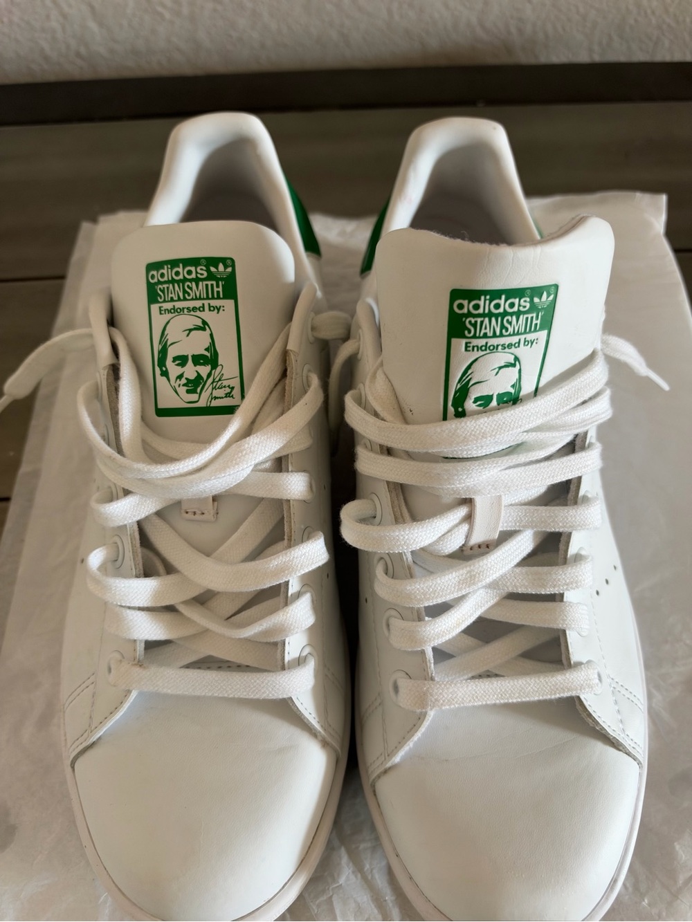 Adidas Stan Smith White/Green Leather Classic Sneakers/Tennis Shoes